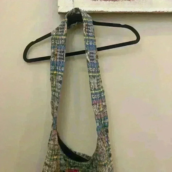 Tapestry Floral Embroidered Boho Ethnic Plaid Hobo Purse Slouchy Shoulder Bag - Picture 11 of 11